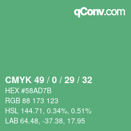 Código de color: CMYK 49 / 0 / 29 / 32 | qconv.com