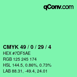 Color code: CMYK 49 / 0 / 29 / 4 | qconv.com