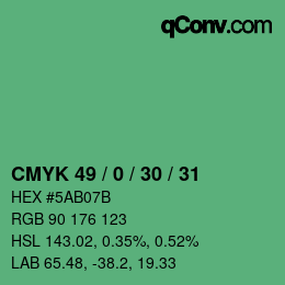 Farbcode: CMYK 49 / 0 / 30 / 31 | qconv.com