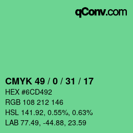 Color code: CMYK 49 / 0 / 31 / 17 | qconv.com