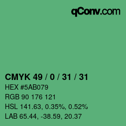 Farbcode: CMYK 49 / 0 / 31 / 31 | qconv.com