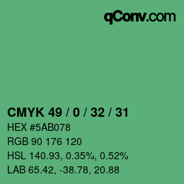 颜色代码: CMYK 49 / 0 / 32 / 31 | qconv.com