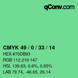 カラーコード: CMYK 49 / 0 / 33 / 14 | qconv.com