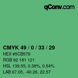 Color code: CMYK 49 / 0 / 33 / 29 | qconv.com