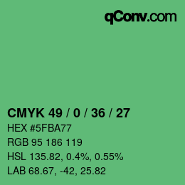 Code couleur: CMYK 49 / 0 / 36 / 27 | qconv.com