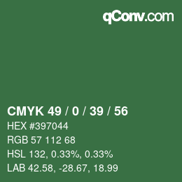 颜色代码: CMYK 49 / 0 / 39 / 56 | qconv.com