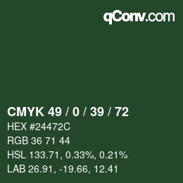 Código de color: CMYK 49 / 0 / 39 / 72 | qconv.com