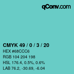Color code: CMYK 49 / 0 / 3 / 20 | qconv.com