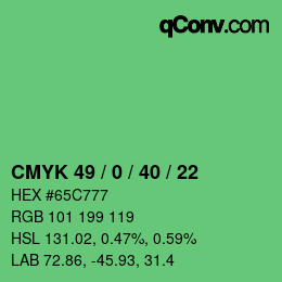 Farbcode: CMYK 49 / 0 / 40 / 22 | qconv.com