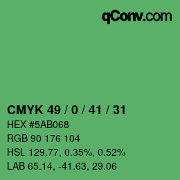 Farbcode: CMYK 49 / 0 / 41 / 31 | qconv.com