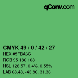 カラーコード: CMYK 49 / 0 / 42 / 27 | qconv.com