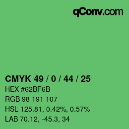 Código de color: CMYK 49 / 0 / 44 / 25 | qconv.com