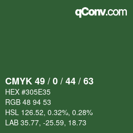 Color code: CMYK 49 / 0 / 44 / 63 | qconv.com