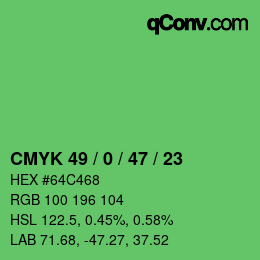 颜色代码: CMYK 49 / 0 / 47 / 23 | qconv.com