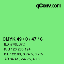 颜色代码: CMYK 49 / 0 / 47 / 8 | qconv.com