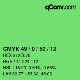 Color code: CMYK 49 / 0 / 50 / 12 | qconv.com