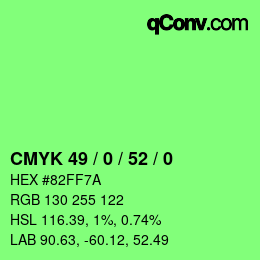 Farbcode: CMYK 49 / 0 / 52 / 0 | qconv.com