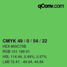 Farbcode: CMYK 49 / 0 / 54 / 22 | qconv.com