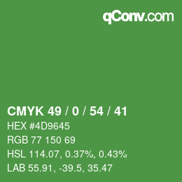 颜色代码: CMYK 49 / 0 / 54 / 41 | qconv.com