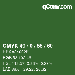 Color code: CMYK 49 / 0 / 55 / 60 | qconv.com