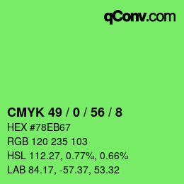 Color code: CMYK 49 / 0 / 56 / 8 | qconv.com
