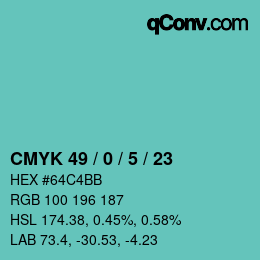 Color code: CMYK 49 / 0 / 5 / 23 | qconv.com