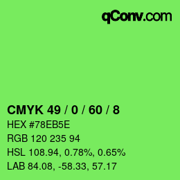 カラーコード: CMYK 49 / 0 / 60 / 8 | qconv.com