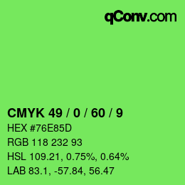 颜色代码: CMYK 49 / 0 / 60 / 9 | qconv.com