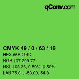 Color code: CMYK 49 / 0 / 63 / 18 | qconv.com