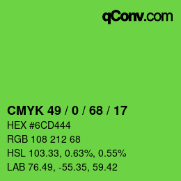 カラーコード: CMYK 49 / 0 / 68 / 17 | qconv.com