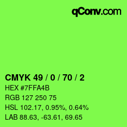 颜色代码: CMYK 49 / 0 / 70 / 2 | qconv.com