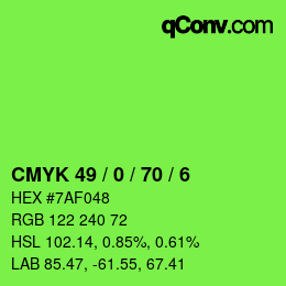 Color code: CMYK 49 / 0 / 70 / 6 | qconv.com