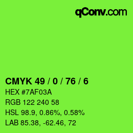 Farbcode: CMYK 49 / 0 / 76 / 6 | qconv.com
