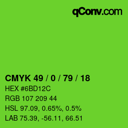 Farbcode: CMYK 49 / 0 / 79 / 18 | qconv.com