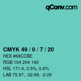 Color code: CMYK 49 / 0 / 7 / 20 | qconv.com