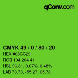 Color code: CMYK 49 / 0 / 80 / 20 | qconv.com