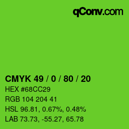 Color code: CMYK 49 / 0 / 80 / 20 | qconv.com