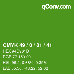 Color code: CMYK 49 / 0 / 81 / 41 | qconv.com
