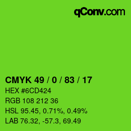 颜色代码: CMYK 49 / 0 / 83 / 17 | qconv.com