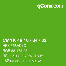 Color code: CMYK 49 / 0 / 84 / 32 | qconv.com