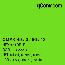 Color code: CMYK 49 / 0 / 86 / 13 | qconv.com