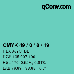 Color code: CMYK 49 / 0 / 8 / 19 | qconv.com