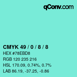 カラーコード: CMYK 49 / 0 / 8 / 8 | qconv.com