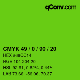 Color code: CMYK 49 / 0 / 90 / 20 | qconv.com