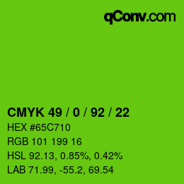 Color code: CMYK 49 / 0 / 92 / 22 | qconv.com