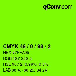 颜色代码: CMYK 49 / 0 / 98 / 2 | qconv.com