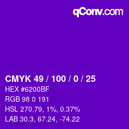 Color code: CMYK 49 / 100 / 0 / 25 | qconv.com