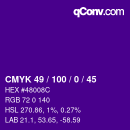 Color code: CMYK 49 / 100 / 0 / 45 | qconv.com