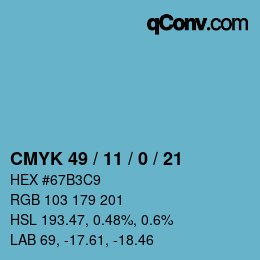 Color code: CMYK 49 / 11 / 0 / 21 | qconv.com