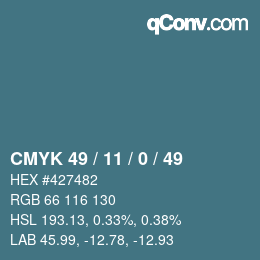 颜色代码: CMYK 49 / 11 / 0 / 49 | qconv.com